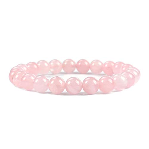 Cherry Tree Collection - Small, Medium, Large Sizes - Gemstone Beaded Bracelets For Women and Men - 8mm Round Beads - color: Madagascar Rose Quartz, size: Large