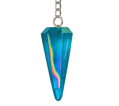 Amazing Gemstone Aqua Aura Quartz Crystal Pendulum for Divination - Certified Dowsing Crystals and Healing Stones for Chakra Balancing and Meditation - Enhance Reiki Spiritual Growth - color: Aqua Aura Quartz