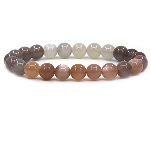 Keleny Gem Semi Precious Gemstones 8mm Round Beads Crystal Stretch Bracelets 7 Inch Unisex - color: Multicolor Sunstone