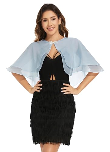 Women's Sheer Tencel Shawls and Wraps for Evening Dresses Soft Wedding Cape Lightweight Bridesmaid Scarves Cover Up - color: Sky Blue