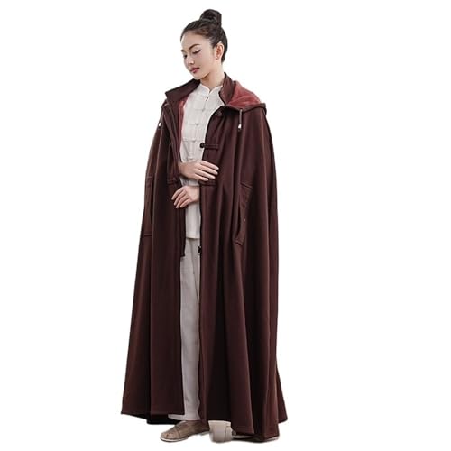Unisex Meditation Buddhist Cloak Warm Plush Meditation Outerwear Meditation Prayer Outfit Coat Traditional Monk Robe - color: Coffee, size: Medium
