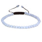 Keleny Natural Gemtones 4mm Round Beads Crystal Adjustable Braided Macrame Tassels Bracelets Unisex - color: Blue Angelite