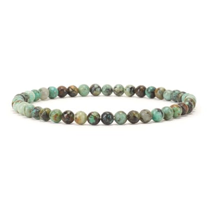 Cherry Tree Collection - Small, Medium, Large Sizes - Gemstone Beaded Bracelets For Women and Men - 4mm Round Beads - color: African Turquoise, size: Medium