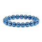 Justinstones Gem Semi Precious Gemstone 10mm Round Beads Stretch Bracelet 7 Inch Unisex - color: Metallic Blue Coated Hematite