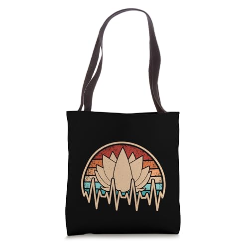 Retro Yoga Heartbeat Yogi Meditation Vintage Men Women Lotus Tote Bag