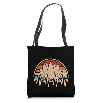 Retro Yoga Heartbeat Yogi Meditation Vintage Men Women Lotus Tote Bag