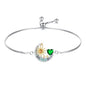 925 Sterling Silver Moon and Sun Star Adjustable Link Bracelet for Women with 12 Month Birthstone Birthday Jewelry - style: 05 - May