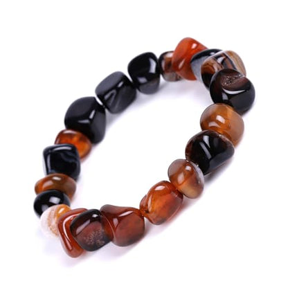 HZHRony Healing Crystal Stone Beads Bracelet Irregular Gemstone Beaded Bracelets For Women and Men Anxiety Relief Yoga Bracelet Jewelry Gifts 7 Inch - color: Brown Agate