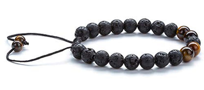 Men Women 8mm Lava Rock Aromatherapy Anxiety Essential Oil Diffuser Bracelet Braided Rope Natural Stone Yoga Gifts Beads Bracelet Bangle-21017 - style: B-Tiger Eye & Matte Agate