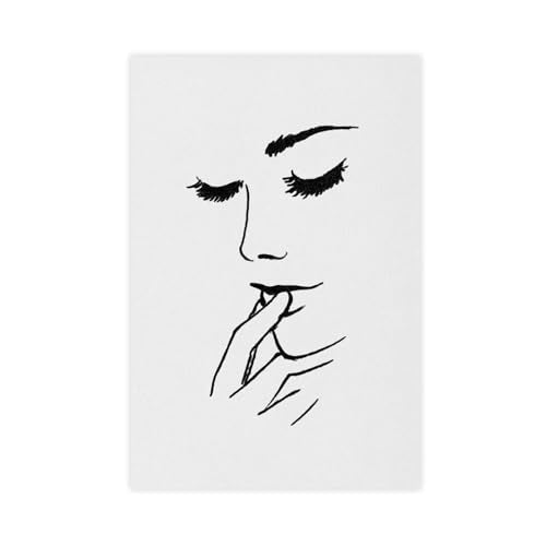UZWGG 1pcs (Unframed，Canvas Only) Abstract Women's Facial Lines Picture Printed on Canvas Fun Poster Aesthetics Gift for Mom Modern Minimalist Bedroom Corridor Office Decoration 12x18inch(30x45cm) - color: face-Frameless（Canvas Roll）, size: 18"L x 12"W