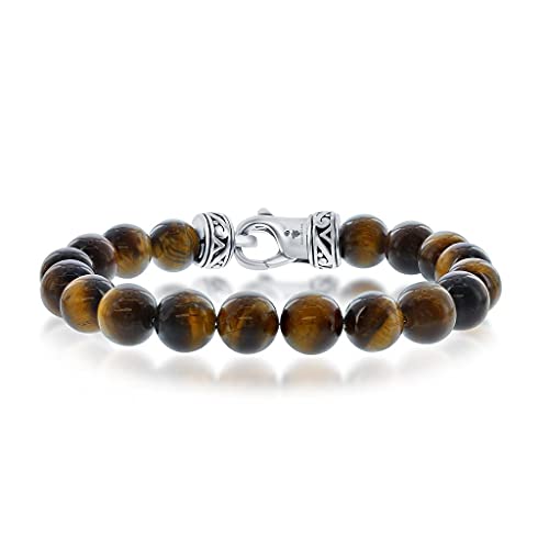 Black and Blue/Black and Gold/Black and Rose Gold Plated Stainless Steel 8.5’’ Men’s Link Solid Bracelet - style: Tiger Eye