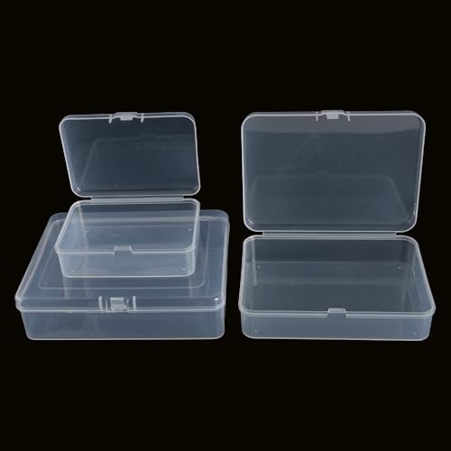 3Pcs Mixed Sizes Clear Plastic Jewelry Storage Box - Rectangular Mini Organizer Containers with Hinged Lids, Ideal for Small Items & Craft Projects