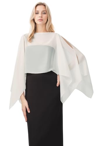 Coucoland Shawl Wraps for Women Sheer Chiffon Shawl Elegant Soft Wraps for Evening Dress Wedding Party - color: Ivory
