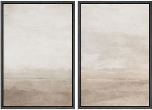 SIGNWIN Framed Canvas Print Wall Art Abstract Wave Pattern Modern Art Minimalist Neutral Decor for Living Room, Bedroom, Office - 16"x24"x2 Black - color: A32-2405-yuk01, size: 16"x24"x2 Panels Black