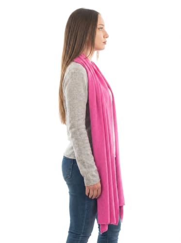 Dalle Piane Cashmere Womens Wool Cashmere Blend Stole Soft Italian Shawl Wrap for Wedding Evening Gift Made in Italy - color: Fuchsia