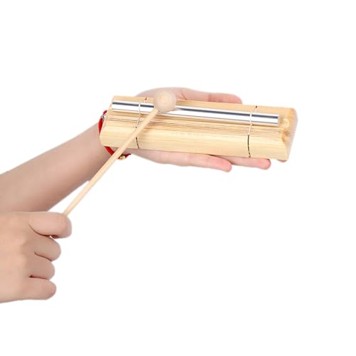 Mindfulness Hand Bell Chime with Mallet for Yoga and Eastern Energies Percussion Instrument Calming Down Classroom Reminder Bell Aluminum and Oak Material (Fesjoybo1wghn89x-I828)