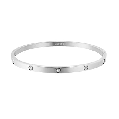4mm Width Thin Love CZ Bangle Bracelet for Women - color: Silver
