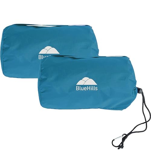 BlueHills Ultra Compact Travel Blankets for Two with Portable Carry Case Case Premium Soft Plush Large Airplane Blankets 2 Pack for Car Plane Train Hotel Layover Peacock -C204-2pk-Teal - color: C-204-2pk-teal