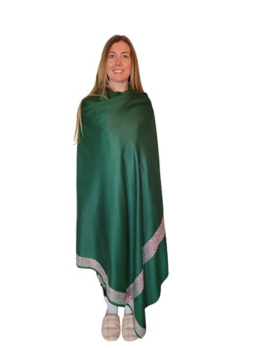 Soft Premium Wool Blend Meditation Shawl - Large Unisex Prayer Wrap, Oversize Scarf & Versatile Blanket - color: Green