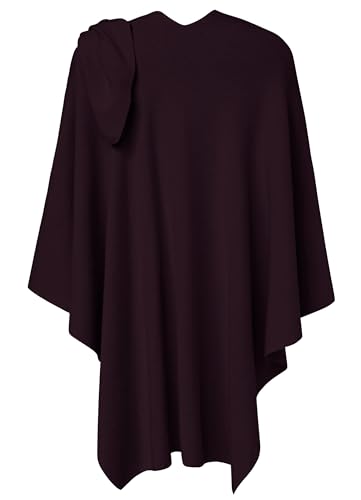 PULI Womens Large Cross Front Poncho Sweater Wrap Topper Knitted Elegant Shawls Cape for Fall Winter - color: 1-burgundy