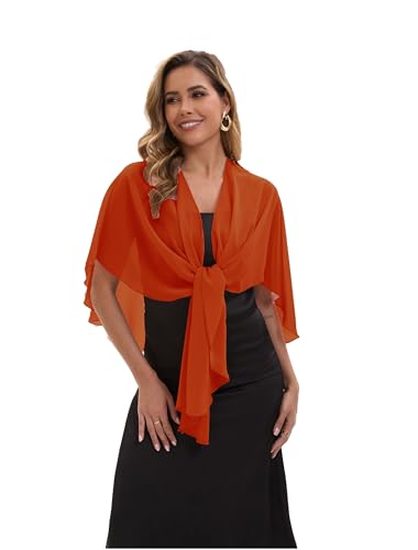 Baoqiya Chiffon Shawl Evening Scarf Shawls and Wraps for Women Wedding Party Bridal Scarves Cover Ups - color: Caramel