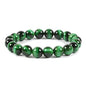 Justinstones Gem Semi Precious Gemstone 10mm Round Beads Stretch Bracelet 7 Inch Unisex - color: Dyed Green Tiger Eye