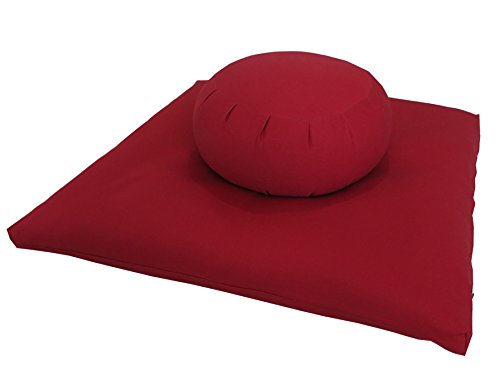 Buckwheat Zafu and Zabuton Meditation Cushion Set (2pc) - color: Red