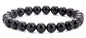Men Women 8mm Natural Stone Lava Rock Diffuser Bracelet Elastic Yoga Agate Beads Bracelet Bangle - color: Black agate