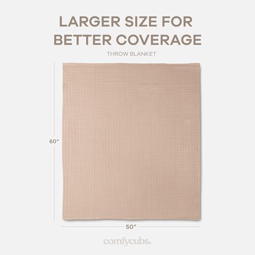 Comfy Cubs 100% Cotton Waffle Weave Throw Blanket Breathable Skin-Friendly Soft Lightweight Blankets - Perfect Warm Textured Blanket Layer - Size for Couch Bed & Sofa (Blush, 50" X 60") - color: Blush, size: 50" X 60"