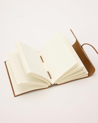 WANDERINGS Vintage Leather Journal - 4" x 6" - Small Antique Hand-Crafted Rustic Leather with Bound Lined Paper - Writing Notebook Perfect for Travelers, Writing Shadows Journal a Grimoire Sketching