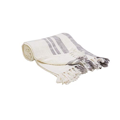 carol & frank Morgan Cement Striped Woven Accent Throw Blanket 50" x 60" Versatile Lightweight Cozy Super Soft Home Living Room Sofa Couch Chair Bed Bedroom Decor Decoration 50x60 inches Cement - color: Cement