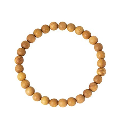 Sandalwood Bracelet for Women Men Buddhist Prayer Strand Chandan Bracelet Handmade Stretchable Elastic Sandalwood Beaded Wristbands for Yoga Meditation - style: 6mm Beads