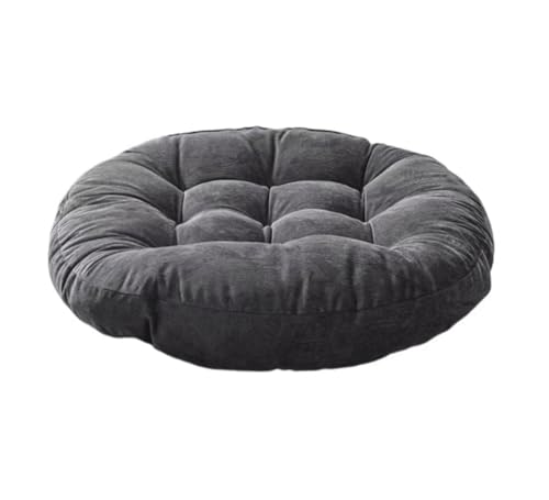 Japanese Large Linen Tatami Floor Pillow,Round Futon,Thicken Tufted Corduroy Seat Cushion,Solid Color Floor Cushion,Yoga Meditation Cushions Balcony Outdoor(Size:1 Piece,Color:Dark Gray) - color: Dark Gray, size: 1 piece