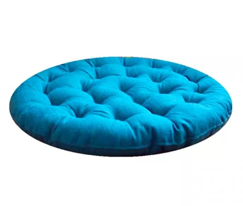 Japanese Round Futon,Large Linen Tatami Floor Pillow,Thicken Tufted Cotton Seat Cushion,Solid Color Floor Cushion,Yoga Meditation Cushion Balcony Outdoor(Size:65x65cm(26x26inch),Color:Blue) - color: Blue, size: 65x65cm(26x26inch)