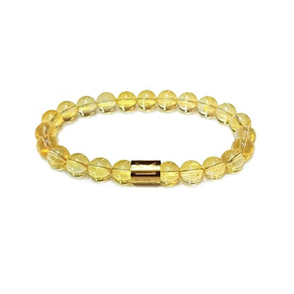 Morchic 8mm Genuine Gemstone Stretch Bracelet for Women Men Unisex, Natural Energy Crystal Stone Beads, Classic Simple Design Cuff Birthday Gift 7.5 Inch - color: Citrine