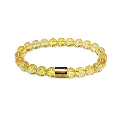 Morchic 8mm Genuine Gemstone Stretch Bracelet for Women Men Unisex, Natural Energy Crystal Stone Beads, Classic Simple Design Cuff Birthday Gift 7.5 Inch - color: Citrine