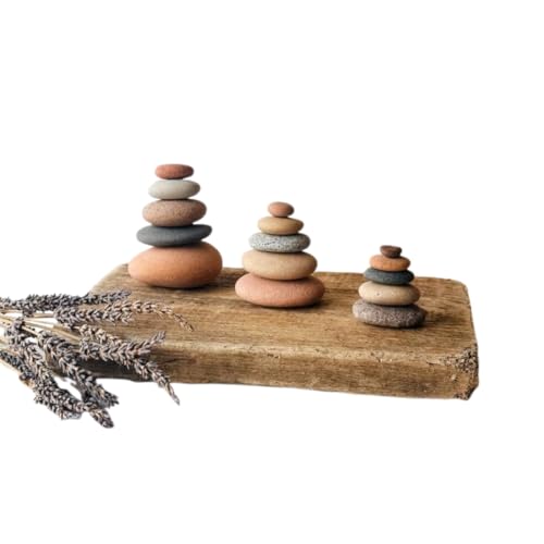 Zen Garden Stacking Stones, Meditation Decor for Bedroom, Bathroom Decor for Shelves Coastal, Aesthetic Desk décor Boho, Balance Rocks Organic Modern Mantel décor (Random Color, Small) - size: Small
