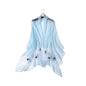 Women Silk & Wool Long and Large Scarf Shawl Wrap For Evening Dress - color: Flower Embroidery Light Blue