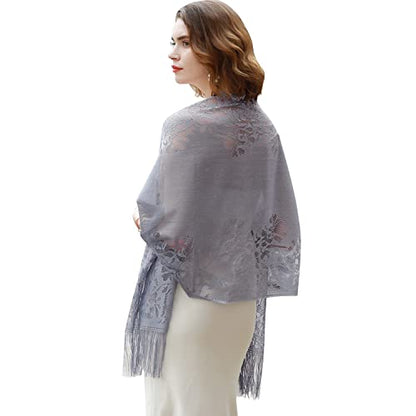 RIIQIICHY Shawls and Wraps for Evening Dresses Scarfs for Women Pashmina Wedding Formal Shawl - color: Grey-1