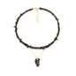 2Pcs Crystal Necklace for Women Handmade Choker Necklaces Pendant Necklace Natural Stone Gemstone Beaded Necklace 18k Gold Plated Adjustable Dainty Necklace for Women - color: Black Tourmaline