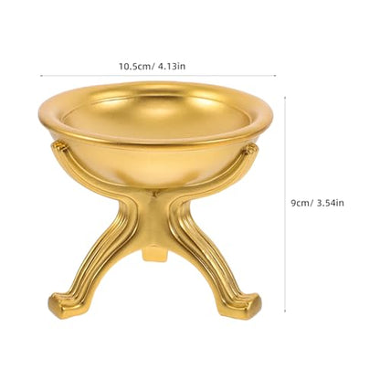 ULTECHNOVO Gold Religious Offering Bowl Decorative Figurine, Hand-painted Resin Altar Sacrificial Bowl for Prayer and Festival Tabletop Home Décor Accent