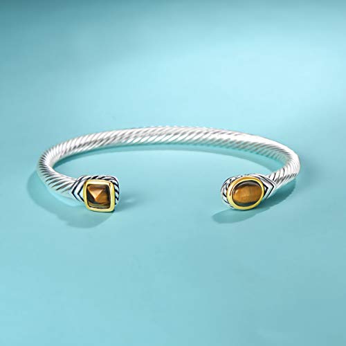 Jewel Bracelet Designer Brand Inspired Women Jewelry 4.5mm Thin Twisted Cable Wire Bangle Gem Stone Christmas Day Gift