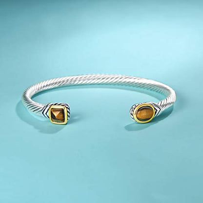 Jewel Bracelet Designer Brand Inspired Women Jewelry 4.5mm Thin Twisted Cable Wire Bangle Gem Stone Christmas Day Gift