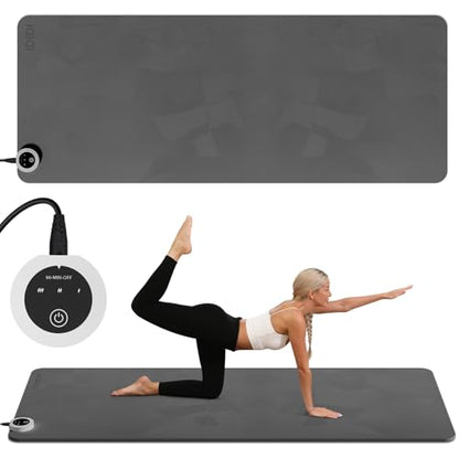 Heating yoga mat, warm yoga pad, more comfortable fitness mat in winter, yoga and meditation bio-mat - color: Black