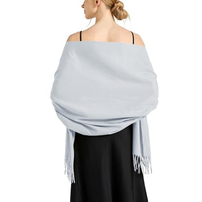 Ciormis Pashmina Scarf for Women, Soft Pashminas Shawls and Wraps for Evening Dresses, Wedding Bride Bridesmaid Shawls Scarf - color: Light Gray