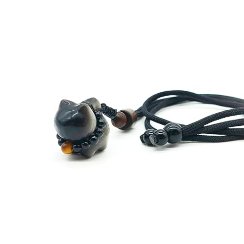 Crystal Pendant Necklaces Healing love Women's Men's choker Obsidian Tiger eye White Crystal Black Gold waterproof dainty Charm stackable statement Cute Stone necklace Unisex - style: Crystal pendant Cat