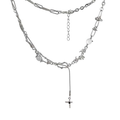 Y2k Irregular Necklace Star Pendant Moonlight Stone Fashion Collar Chain Design Spicy Silver Jewelry for Women - color: Style7