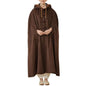 Meditation Hooded Cloak Loose-Fit Comfortable Warm Fleece Prayer Robe Women Men Oversize Button Capes Coat - color: Coffee, size: Large