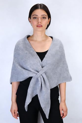 Ayliss Shawl Wraps for Women Shawl Sweater Pashmina Wraps Cashmere Cardigans Cape Wool Triangle Scarf for Weddings Gifts - color: Grey
