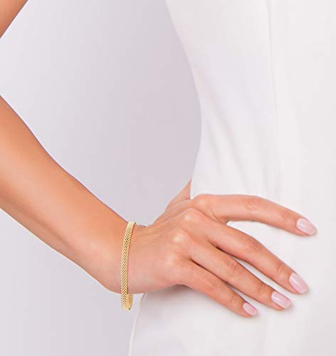 Miabella 18K Gold Plated 925 Sterling Silver Italian 5mm Mesh Link Chain Bracelet for Women, Made in Italy - style: Length 6.5 Inches + 0.5 Ext. (X-Small)